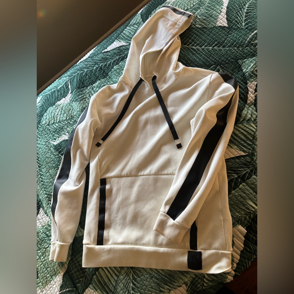 Strong by Zumba white Hoodie with Black Stripe Accents